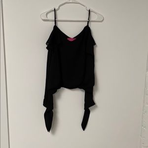 Black Chiffon Crop Top